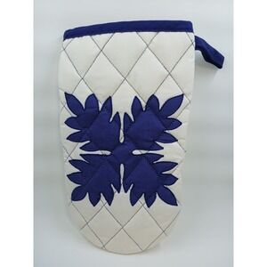 NEW HAWAIIAN Applique Quilted Potholder Blue  Made In Honolulu Poi Happy